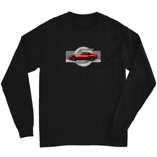 Discover My-Drawing-Of-The-Iconic-Red-Rf-Japanese-Roadster-Sports-Car-With-Background-5 T-Shirt Long Sleeves