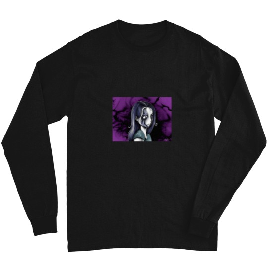 Discover 7509-Dark-And-Mystical-Illustration-Of-An-Anime-Style-Woman-Long-T-Sh Long Sleeves