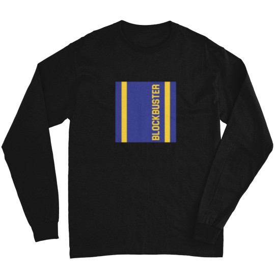 Discover Blockbuster-Video-90S-Vhs-Rental-Store-Merchandise-Blue-Yellow T-Shirt Long Sleeves