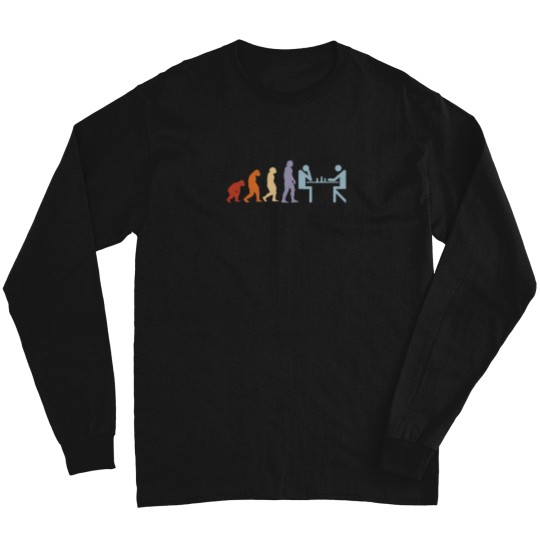 Discover Chess-Chess-Game-Chess-Pieces-Evolution-Chess-Board T-Shirt Long Sleeves