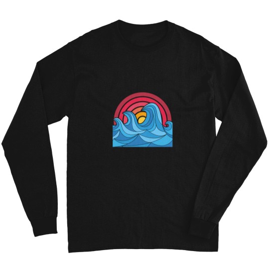 Discover 7300 Abstract Big Waves In The Sunset Active T-Shirt Long Sleeves