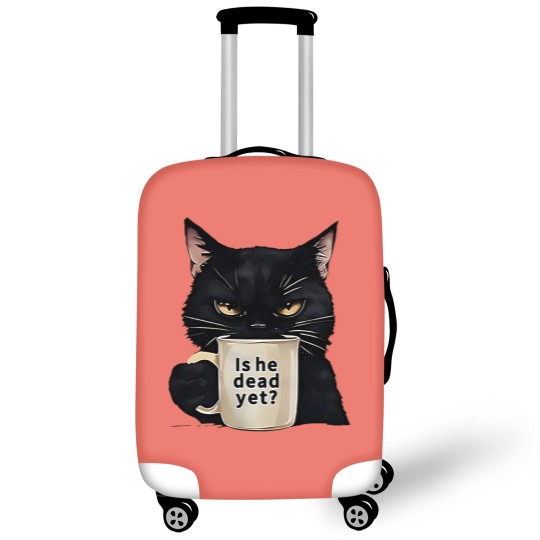 Discover Is He Dead Yet Black Cat Luggage Covers, Dark Humor Graphic, Anti Trump Protest Luggage Covers