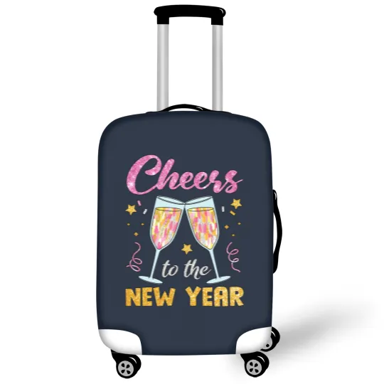 Discover New Year 2025 Luggage Covers, Cheers to the New Year, Retro New Years Luggage Covers