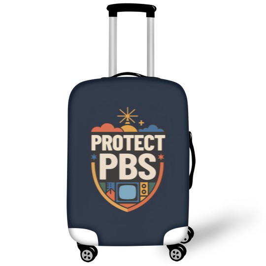 Discover Protect PBS Luggage Covers, PBS Unisex Luggage Covers, Political Protest Luggage Covers, Save Public Broadcasting, Anti Trump Luggage Covers