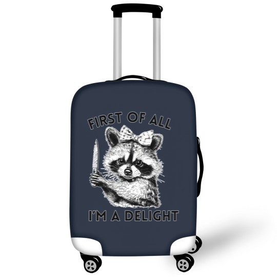 Discover Raccoon Luggage Covers, First of All I'm A Delight, Meme Luggage Covers, Funny Raccoon Luggage Covers