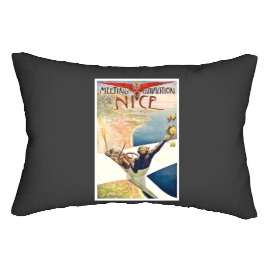 Discover 1910 Meeting dAviation Nice France Advertising Lumbar Pillows