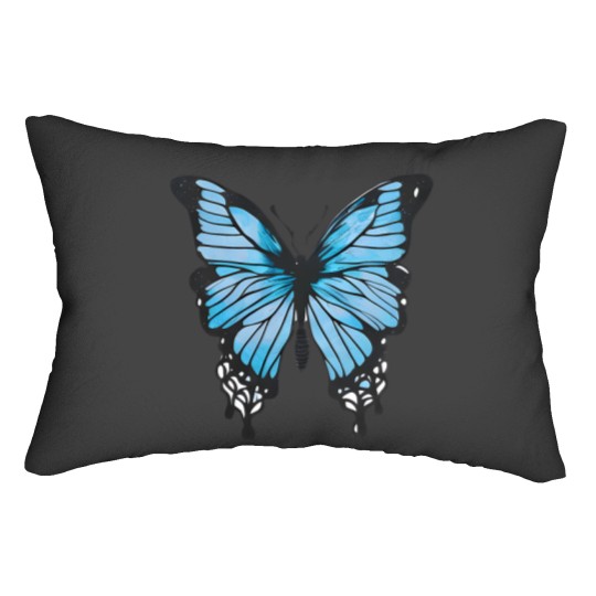 Discover Blue Butterfly Art Garden Beautiful Butterflies T-Shirt Lumbar Pillows