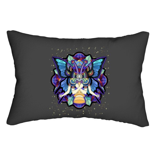 Discover Psychedeliutterfly Abstract Art Colorful Hippie Trippy Lumbar Pillows