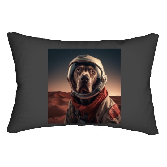 Discover weimaraner on a tour to mars Lumbar Pillows
