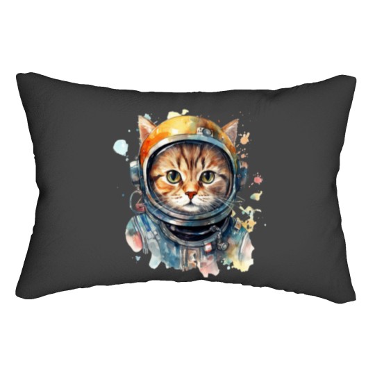 Discover Watercolor Astronaut Cat Lumbar Pillows