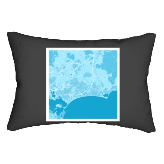 Discover Bournemouth Map Blue _amp_amp_ White Lumbar Pillows