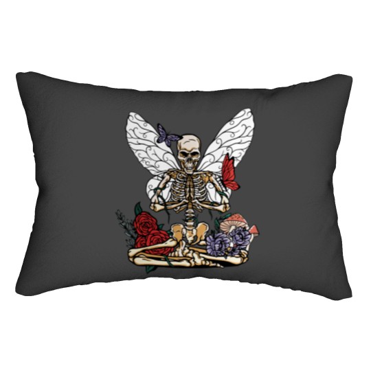 Discover Yoga Skeleton Butterfly Fairycore Aesthetic Cottagecore Lumbar Pillows