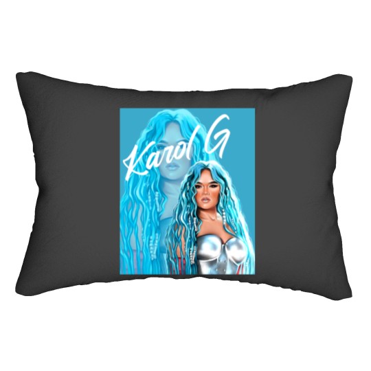Discover Rectangle Karol  with Blue Hair Illustration Lumbar Pillows