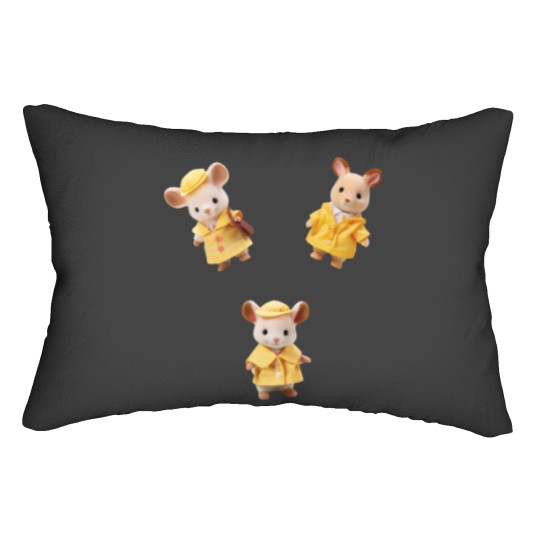 Discover Calico Critters Cheerful Mouse Trio in Yellow Raincoats Lumbar Pillows