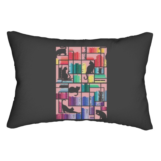 Discover Book Lovers Rainbow bookshelf Lumbar Pillows