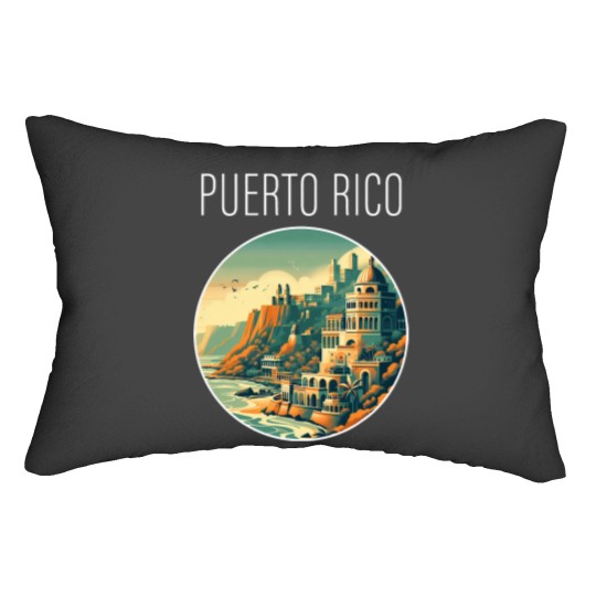 Discover Puerto Rico scenery Art Deco 2024 Lumbar Pillows