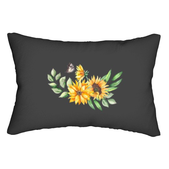 Discover Funny Sunflower Butterflies Dreams Monarchs Natural Lumbar Pillows