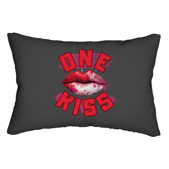 Discover Red-pink Lips One Kisss Lumbar Pillows