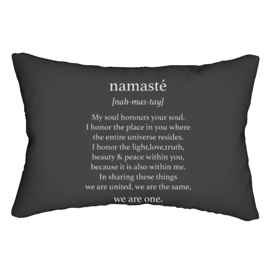 Discover Namaste text design Premium Scoop Lumbar Pillows