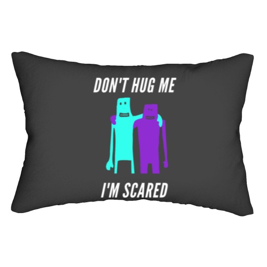 Discover Don't hug me i'm scared cyan and purple Lumbar Pillows