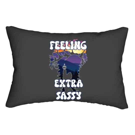 Discover Feeling Extra Sassy Funny Sasquatch Giving the MiddleFinger Lumbar Pillows