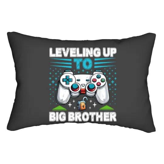 Discover Leveling up to Big Brother 2024 funny gamer Lumbar Pillows