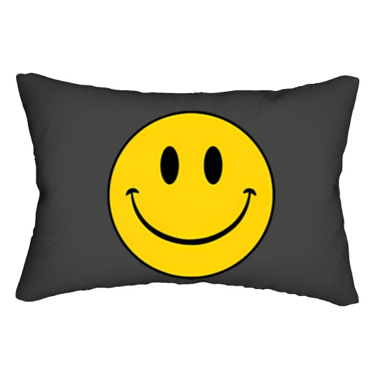 Discover 70s yellow smile face cute happy smiling face Lumbar Pillows