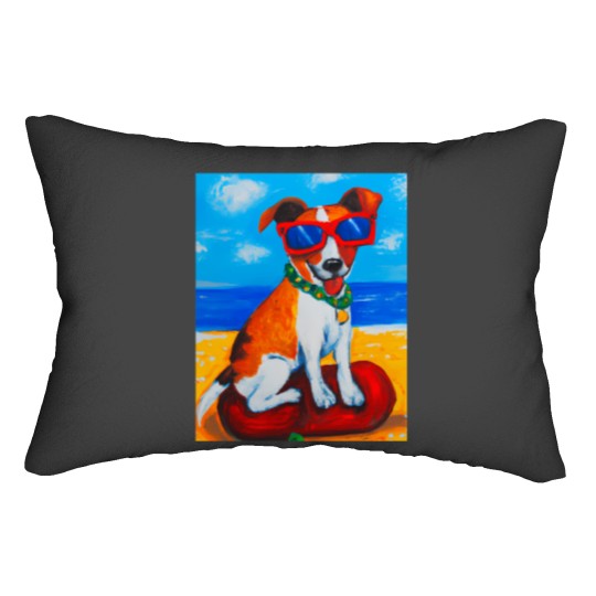 Discover Artful Dogs - Dog On The Rocks Lumbar Pillows
