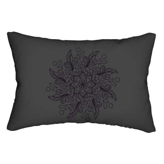Discover Black Intricate Mandala Design 038 Lumbar Pillows