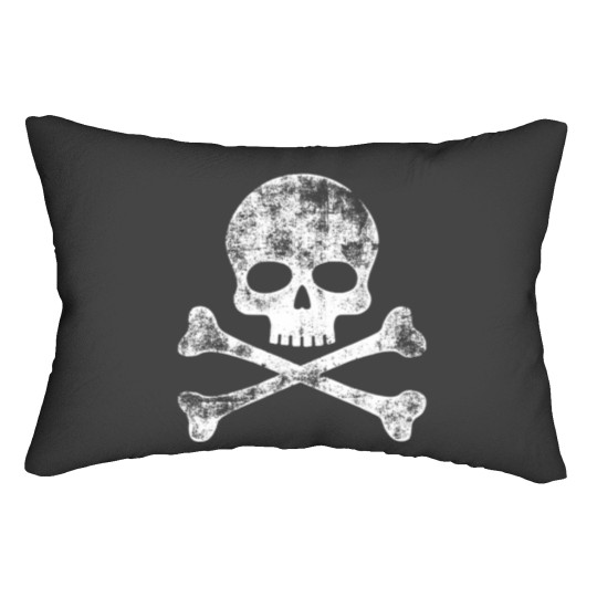 Discover skull crossbones skeleton jolly roger t Lumbar Pillows