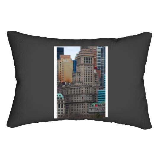 Discover Downtown Manhattan New York City Baseball ¾ Sleeve Lumbar Pillows