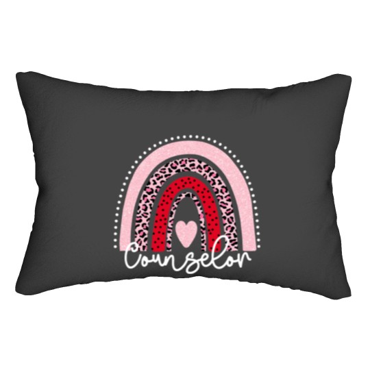 Discover Teacher Job Leopard Rainbow Valentines Day Heart Teacher Counselor Lumbar Pillows