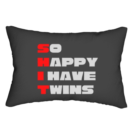 Discover So Happy I have twins Bold Typography Lumbar Pillows