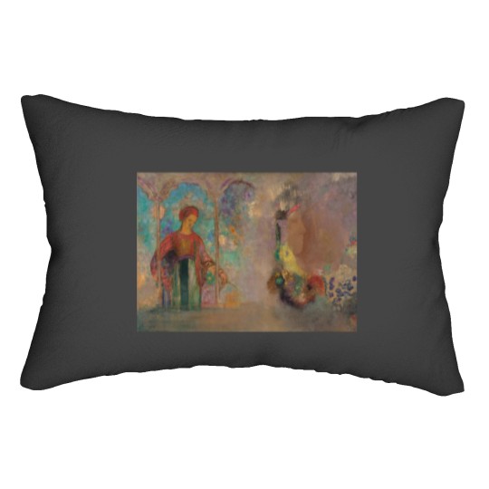 Discover Woman With Flowers by Odilon Redon Long Lumbar Pillows