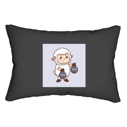 Discover EweFit Cute Sheep Lifting Kettlebell Cartoon Vector Icon Lumbar Pillows