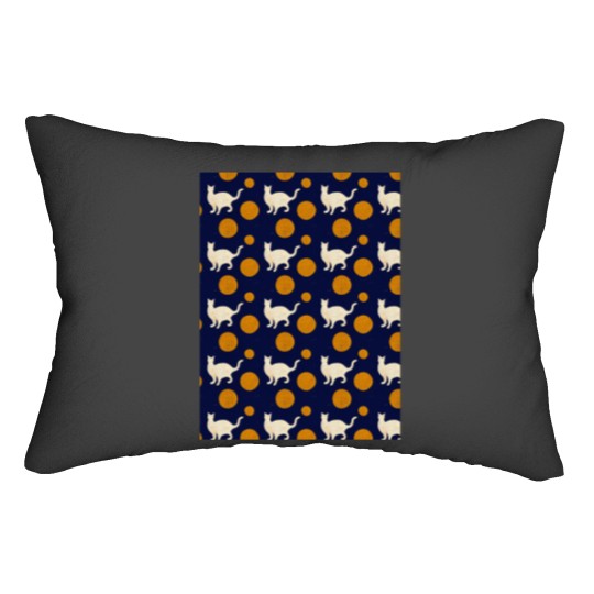Discover White Cat Orange Polka Dots - Matisse-esque Graphic Lumbar Pillows