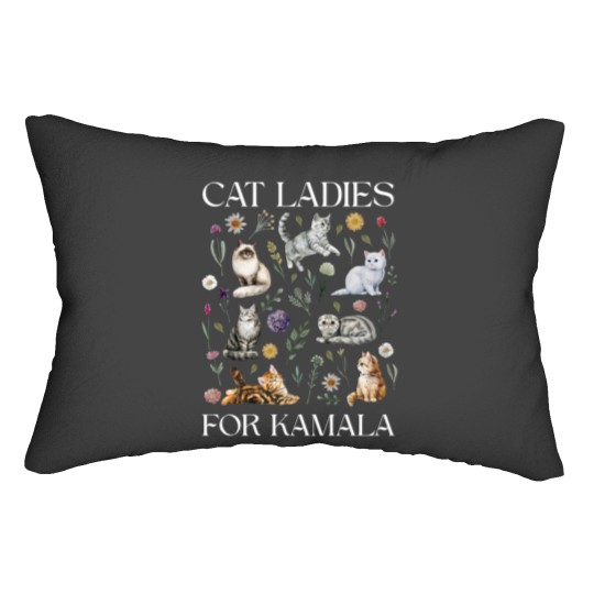 Discover Cat Ladies For Kamala Lumbar Pillows, Kamala Harris 2024 President Lumbar Pillows