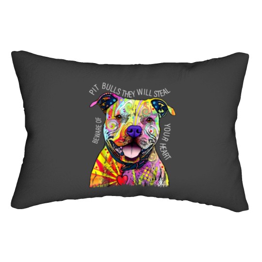 Discover Beware Pitbull They Will Steal Your Heart Lumbar Pillows, Pit Bull Lumbar Pillows