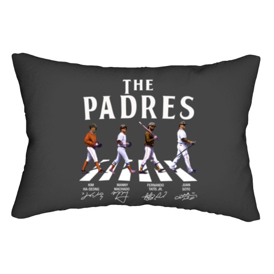 Discover The Padres Walking Abbey Road Signatures Baseball Lumbar Pillows, Kim Ha-Seong, Manny Machado, FRD Tatis JR.