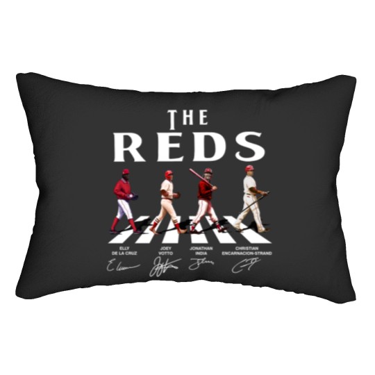 Discover Reds Walking Abbey Road Signatures Baseball Lumbar Pillows, Elly De La Cruz, Votto, Jonathan India