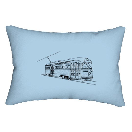 Discover Tram Railroad car Train San Francisco Lumbar Pillows