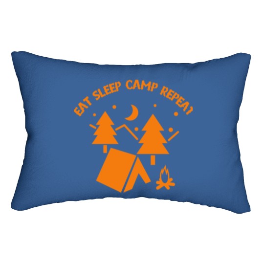 Discover Eat Sleep Camp Repeat Camping Pun Lumbar Pillows