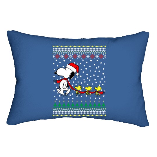 Discover Snoopy And Woodstock Christmas Lumbar Pillows, Snoopy Lumbar Pillows