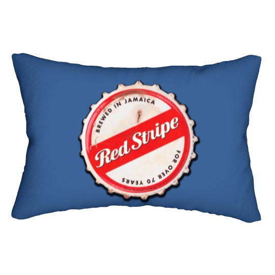 Discover Red Stripe Bottle Cap Lumbar Pillows