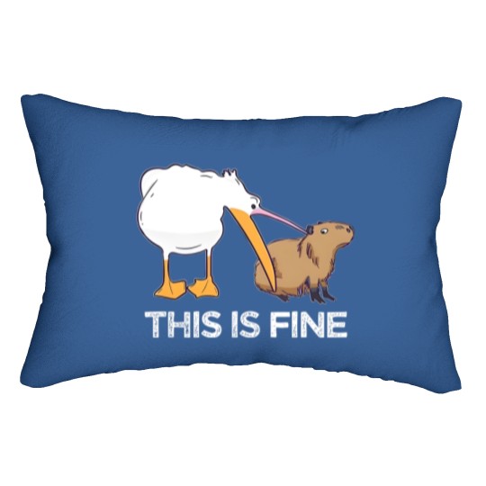 Discover This is fine Meme funny Capybara dog Pelican Nihilism Joke Lumbar Pillows