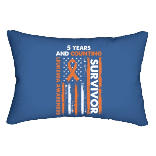 Discover 5 Years And Counting Leukemia Survivor T- Shirt5 Years And Counting Cancer fr€€ Orange Ribbon Leukemia Awareness Survivor T- Lumbar Pillows Lumbar Pillows