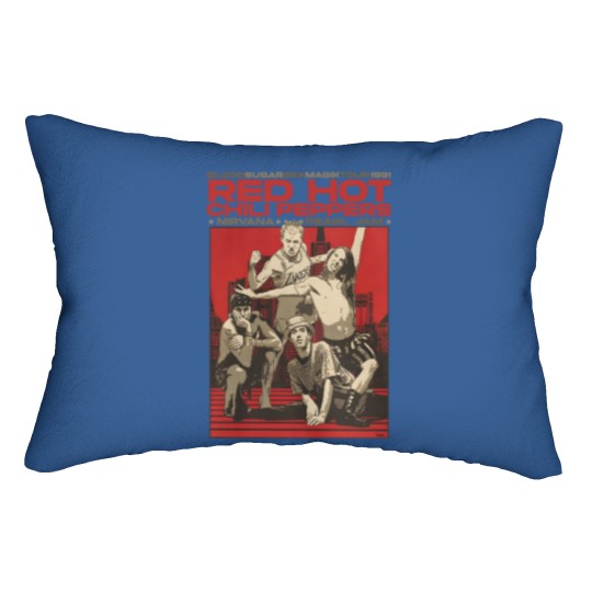 Discover Vintage RHCP Tour 1991 Lumbar Pillows, Red Hot Chili Peppers Rock Band 2023 Lumbar Pillows
