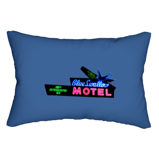 Discover Blue Swallow Motel Neon Sign Route 66 Lumbar Pillows