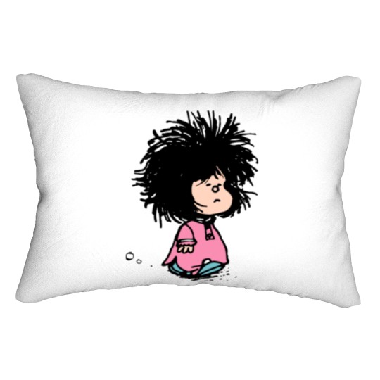 Discover Mafalda with newly-raised disheveled nightgown Quino argentina cartoon Lumbar Pillows