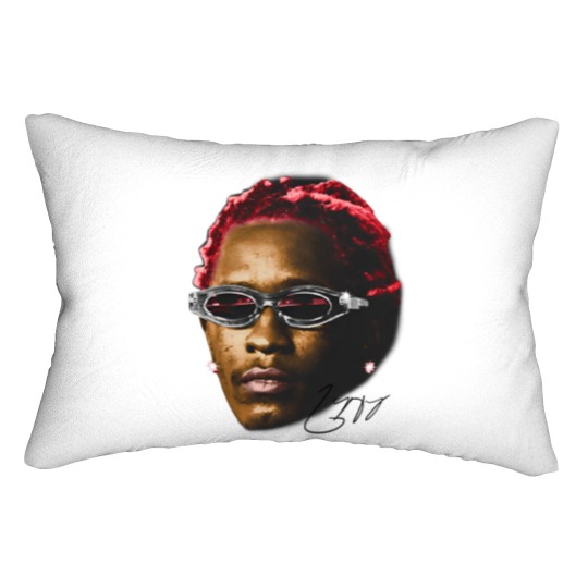 Discover YOUNG THUG Lumbar Pillows | Rap Lumbar Pillows Concert Merch Kanye Thugger Slime Season | White Red Rare Hip Hop Graphic Print |